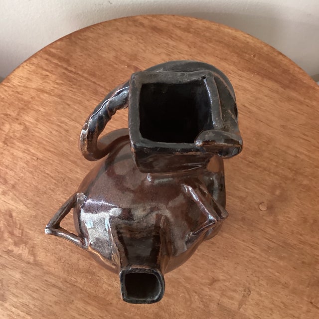 Ceramic Mid 20th Century Art Studio Pottery Abstract Sculptural Glazed Stoneware Rust Vase For Sale - Image 7 of 12