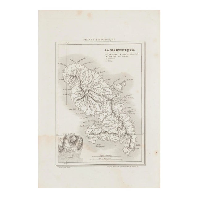 Map of Martinique - Etching - 19th-Century For Sale
