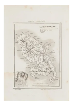 Map of Martinique - Etching - 19th-Century