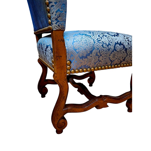 Late 20th Century Pair of Louis XIII-style “Os De Mouton” Upholstered Side Chairs For Sale - Image 5 of 11