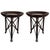 A pair of Regency-style iron and brown leather round glass-top end tables by Maitland Smith. Features exceptional quality...