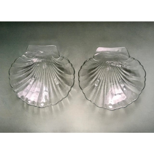 Glass Vintage Pressed Glass Seashell Serving Dishes- a Pair For Sale - Image 7 of 13