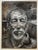 Man, Black and White Portrait Gray wood Frame.21.5"x27"x2". Oil Painting on canvas. An older gentleman painted in black...