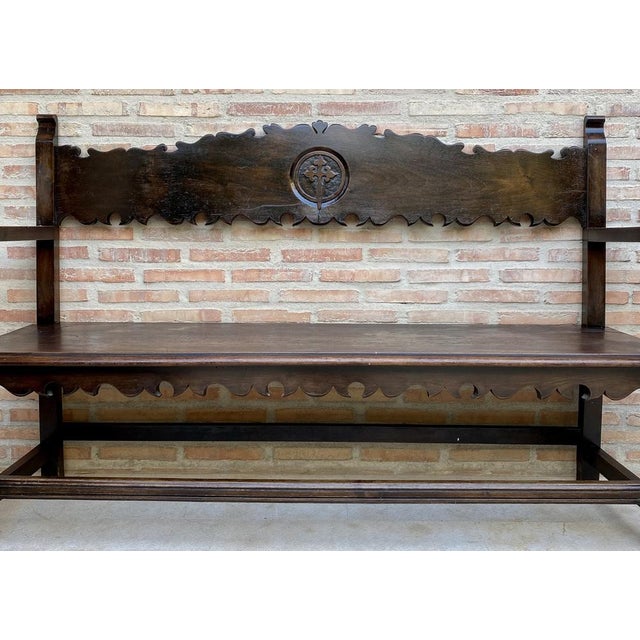 Vintage French Bench in Wood, 1920 For Sale - Image 3 of 16