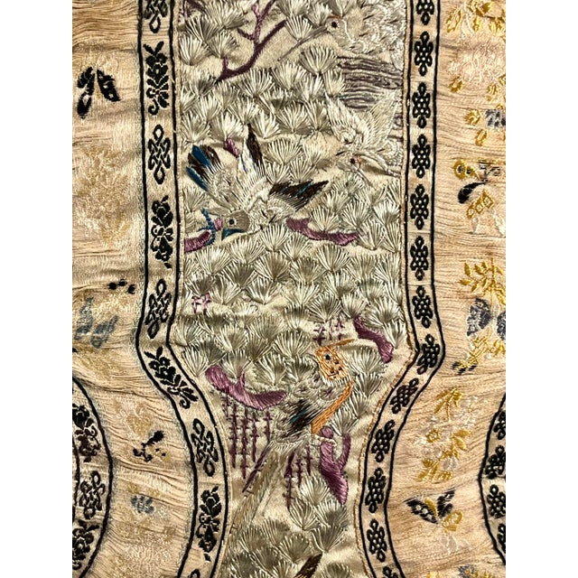 Late 19th Century 19th Century Finest Quality Chinese Silk Embroidery Panel Gold Thread Framed For Sale - Image 5 of 8