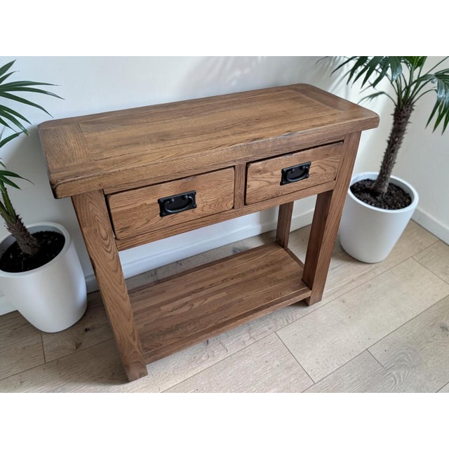 Wood Vintage Country Oak Side Table, 1980 For Sale - Image 7 of 16