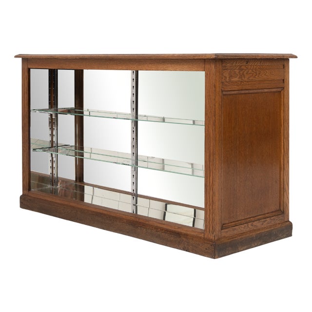 Brass and Oak Counter, 1930 For Sale