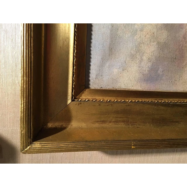 Green Italian Oil on Canvas by M Zampella, "Cows by Stream", Early 20th Century For Sale - Image 8 of 9