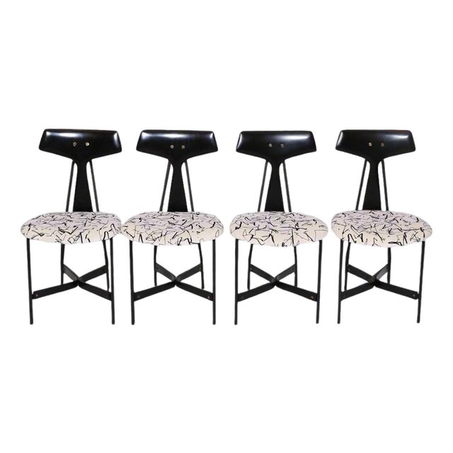1960s Set of Four Ebonized Modenist Side Chairs For Sale