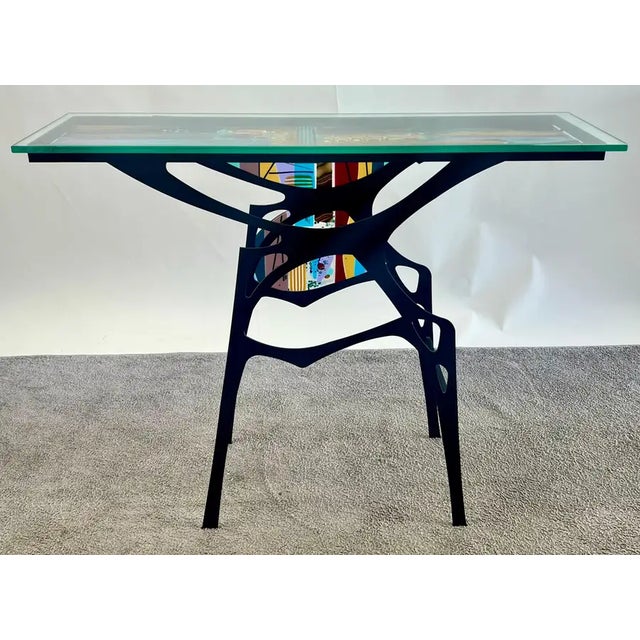 Sabra Richards Art Glass & Steel Sculptural Console Table, Signed & Dated 2008 For Sale - Image 18 of 18