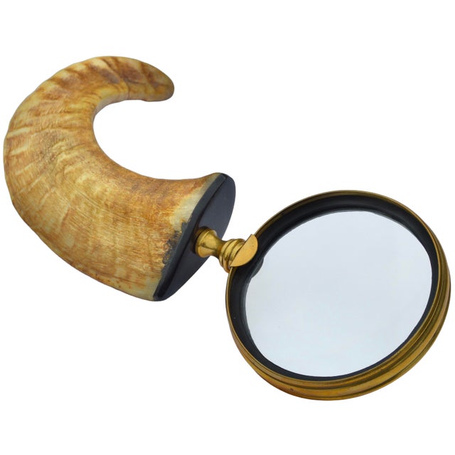 Mid 20th Century Mid 20th Century Handcrafted Americana Horn & Brass Magnifying Glass For Sale - Image 5 of 7