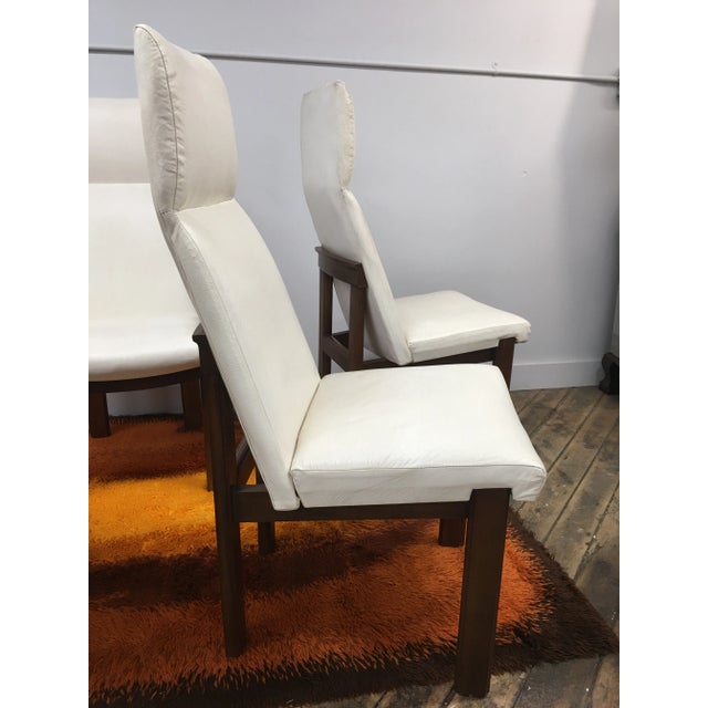 White Set of 5 Mid Century Modern High Back Dining Chairs | Adrian Pearsall Style Upholstered White Chairs | Vintage MCM Dining Room Seating For Sale - Image 8 of 12