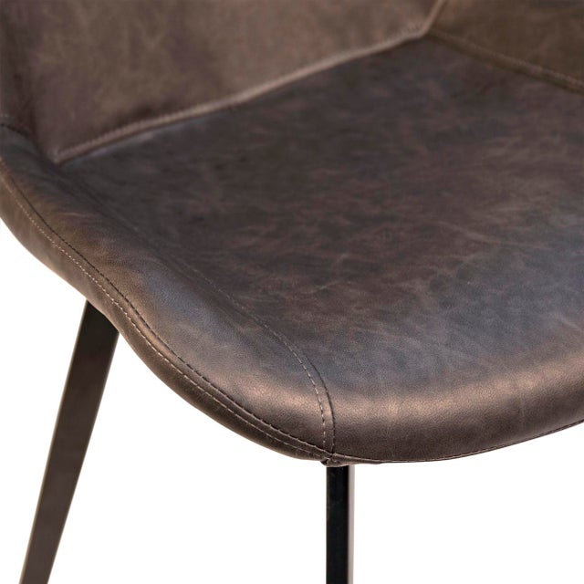 2020s Modern Aged Grey Leather Dining Chair For Sale - Image 5 of 5