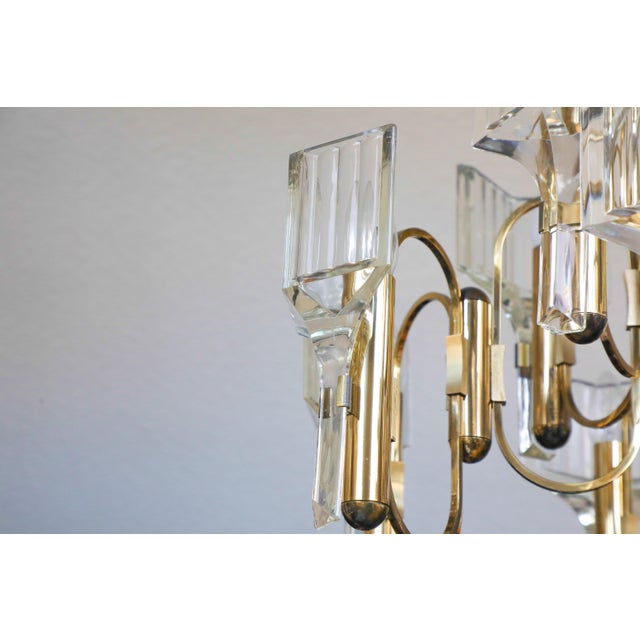 Vintage Brass and Crystal 9-Light Chandelier by Gaetano Sciolari for Sciolari, 1970s For Sale - Image 17 of 18