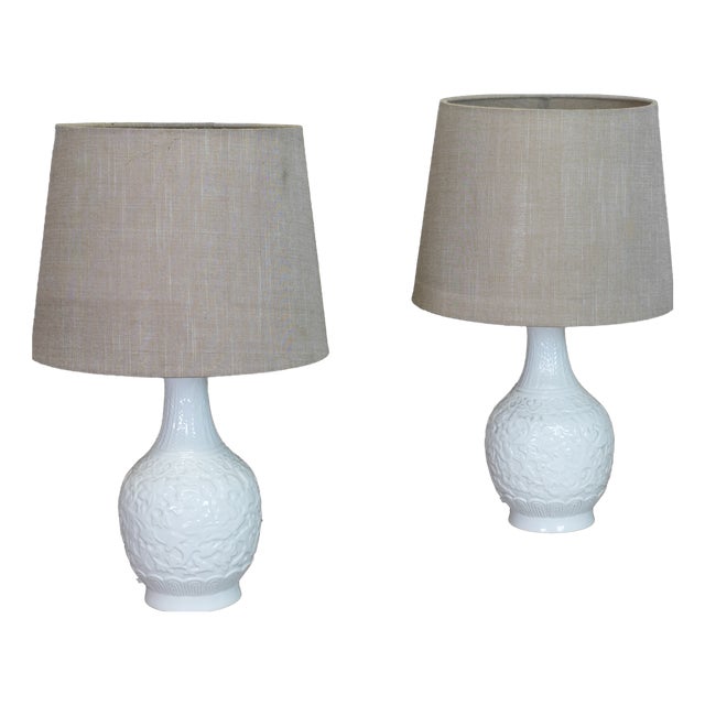 Porcelain Lamps, 1940s, Set of 2 For Sale