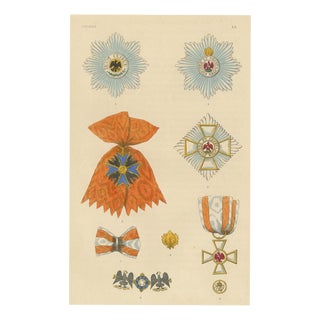 Plate LX Orders of Prussia, Black Eagle and Red Eagle Insignia, 1844 For Sale