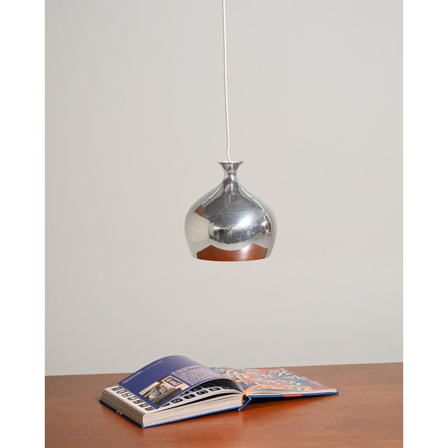 Scandinavian Chromed Metal Ceiling Lamp, 1960s For Sale - Image 3 of 7