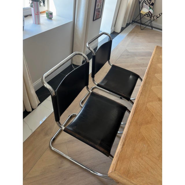 Black Leather Chairs by Ludwig Mies van der Rohe, 1960s, Set of 2 For Sale - Image 14 of 16