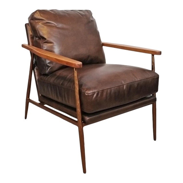 Chestnut Leather Accent Chair For Sale