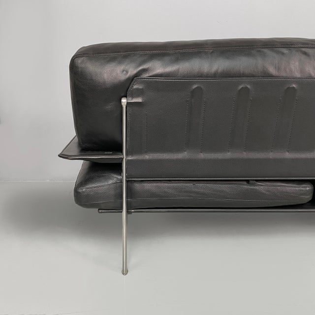 Italian Modern Black Leather Sofa by Antonio Citterio and Paolo Nava for B&B Italia, 1980s For Sale - Image 9 of 18