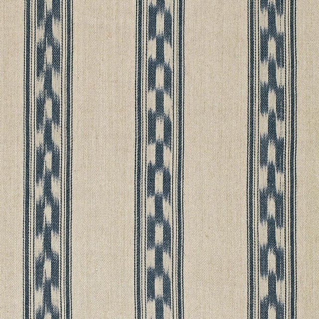 Sample - Schumacher Mojave Ikat Stripe Fabric in Indigo For Sale