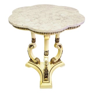 Hollywood Regency Italian Baroque Marble Top Side Table 26.75" For Sale