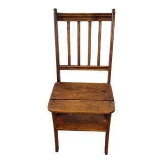 19th Century Victorian Walnut Metamorphic Chair/Steps/Ladder Library Steps For Sale