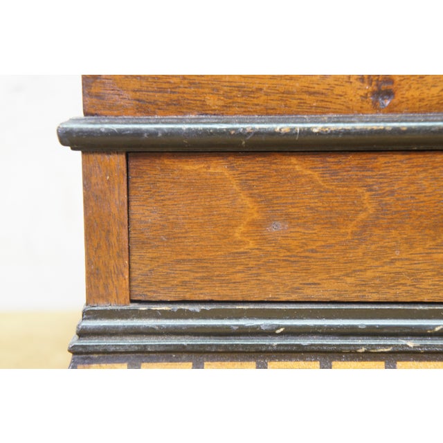 Antique Victorian Oak Grand Tour Box Neoclassical Inlay Greek Key Vanity Drawer For Sale - Image 6 of 16