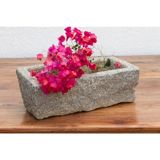 Raw, elemental, and immovable—this vintage hand-carved granite basin is a rare artifact sourced from the rugged rural...