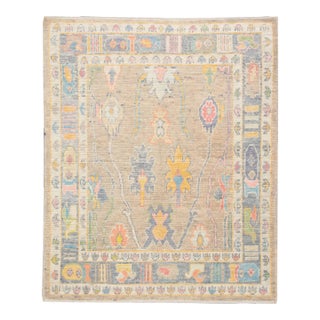 Handwoven 21st Century Oriental Green Mist Turkish Oushak Rug 5'5" X 6'8" For Sale