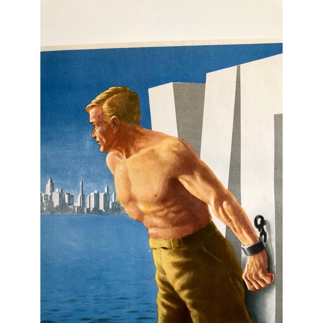 Realism Franz Oswald Schiffers, Original Vintage Color World War II Propaganda Poster Delayed! Offset Lithograph, 1946 For Sale - Image 3 of 5
