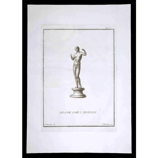 Ancient Roman statue of Aphrodite, from the series "Antiquities of Herculaneum", is an original etching on paper realized...