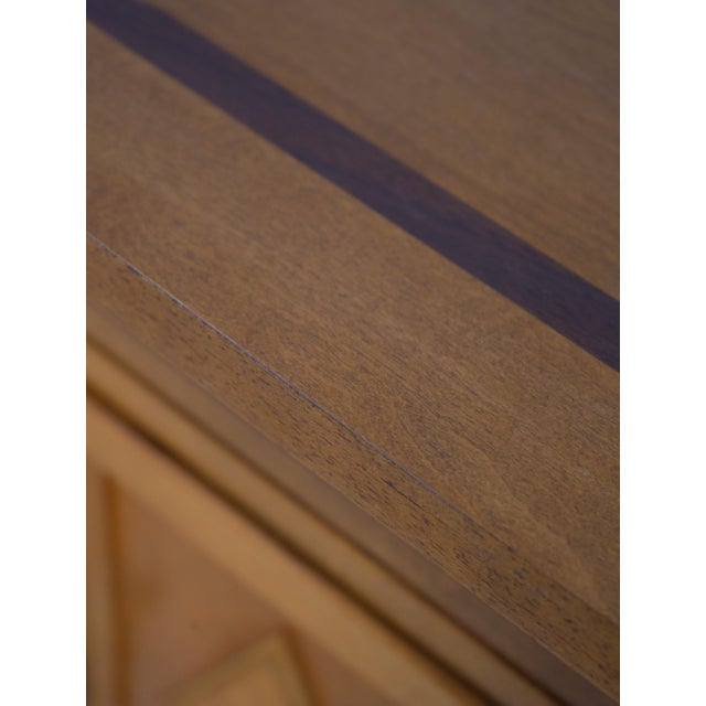 Wood Pair Neoclassical Satinwood Finish 2 Door Nightstands For Sale - Image 7 of 18