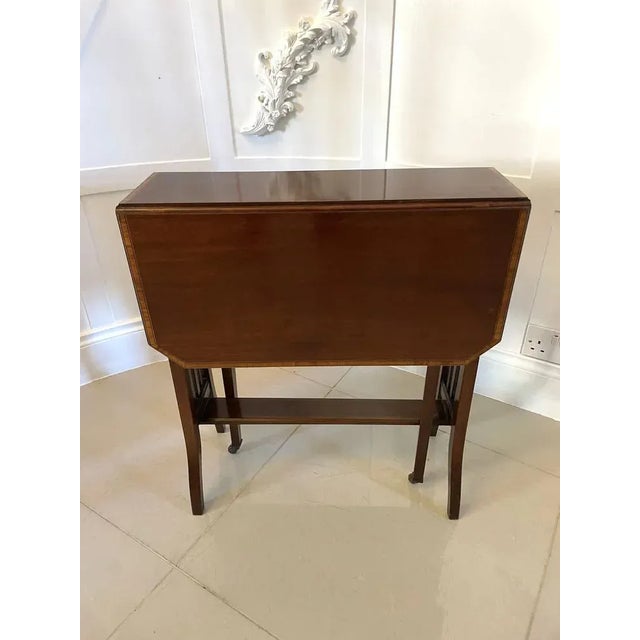 Antique Edwardian Mahogany Inlaid Sutherland Table, 1900s For Sale - Image 3 of 11