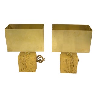 Travertine Marble Table Lamps by DM.RA, Set of 2 For Sale