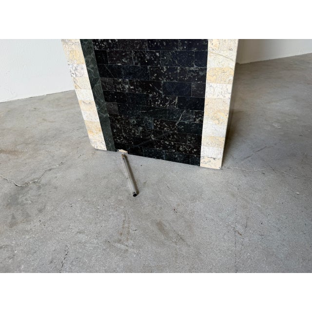 1980s Vintage Maitland-Smith Art Deco Postmodern Tessellated Stone Architectural Pedestal For Sale - Image 11 of 12