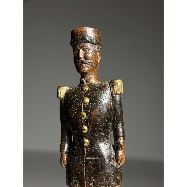 Hand-Carved Statue of a French Officer, 19th Century, Oak on Stone Base For Sale - Image 14 of 17