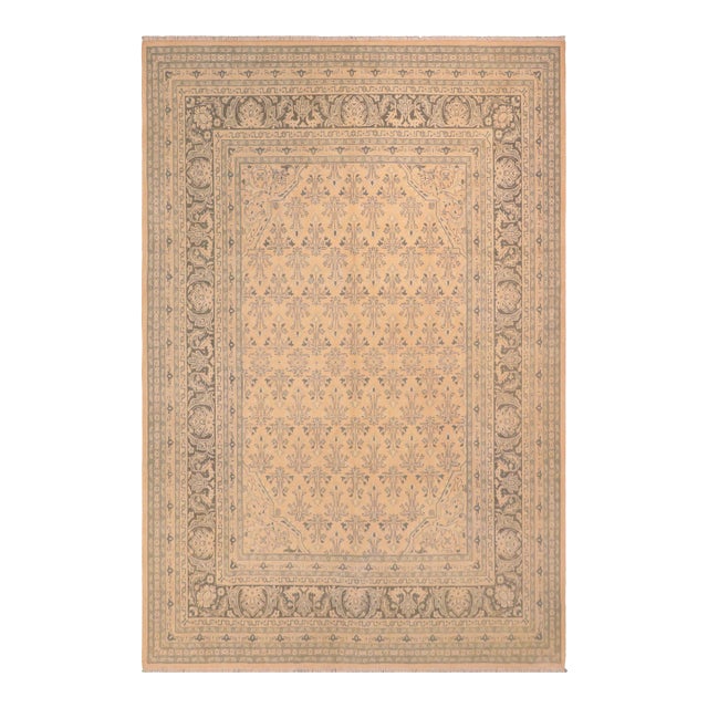 Boho Chic Lavastone Sunfaded Beige/Charcoal Wool Rug - 8'2'' X 9'9'' For Sale