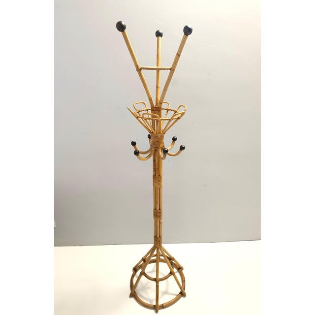 Postmodern Wicker and Bamboo Coat Rack attributed to Fratelli Castano, Italy, 1970s For Sale - Image 3 of 14
