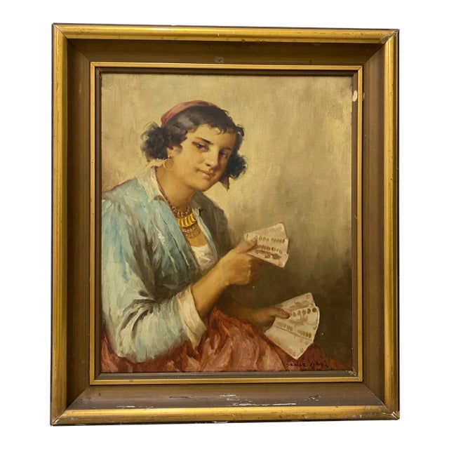 Istvan Szasz "Fortune Teller" Original Oil Painting C.1930 For Sale