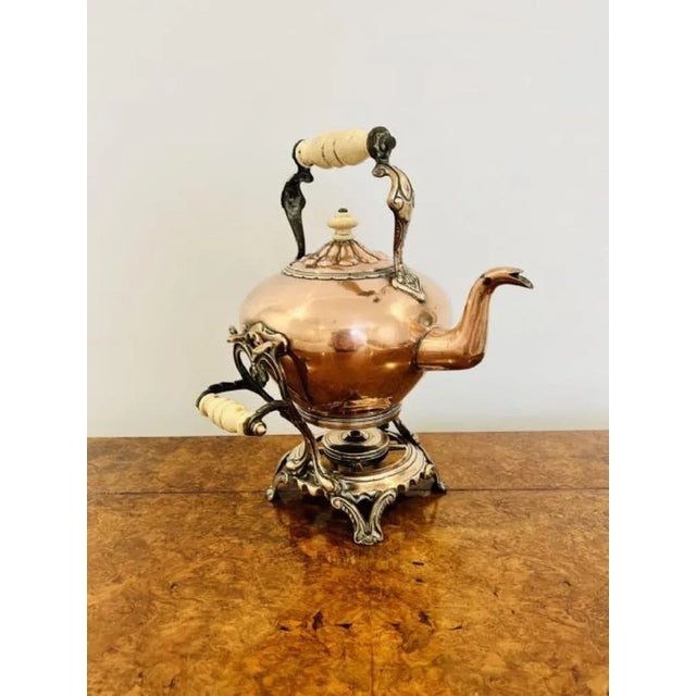 Victorian Copper Kettle on a Stand, 1850s, Set of 2 For Sale - Image 3 of 8