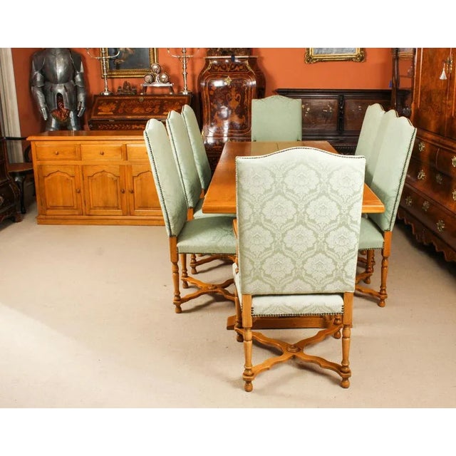 Late 20th Century Oak Refectory Dining Table, Chairs and Sideboard, 1980s, Set of 10 For Sale - Image 3 of 18