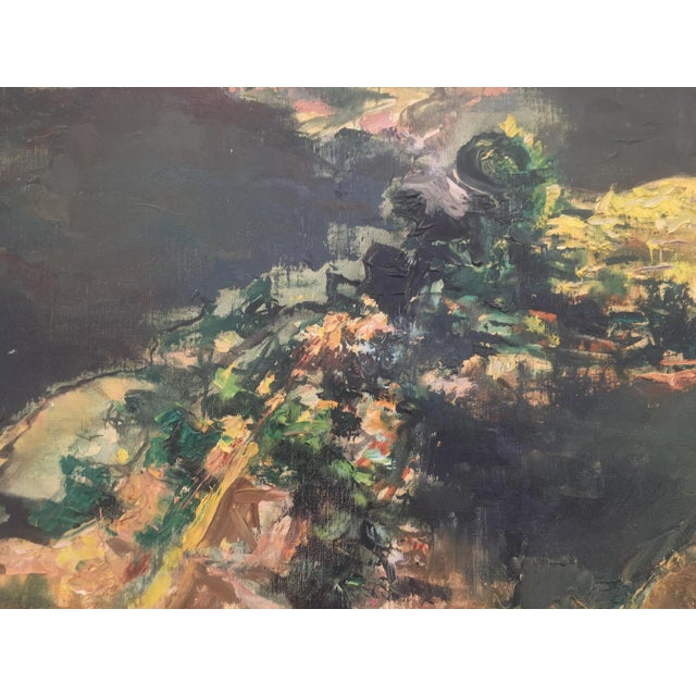 Textile Original Oil on Canvas Painting of a French Village, Signed Espinoze For Sale - Image 7 of 12