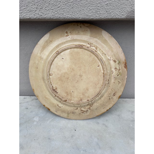 French Country French Green Majolica Acanthus Leaves Plate, Circa 1880 For Sale - Image 3 of 3