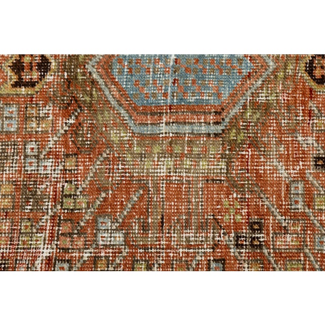 Antique Heriz Runner Rug With Distressed Terracotta and Sage Patina 3x10 For Sale In New York - Image 6 of 9