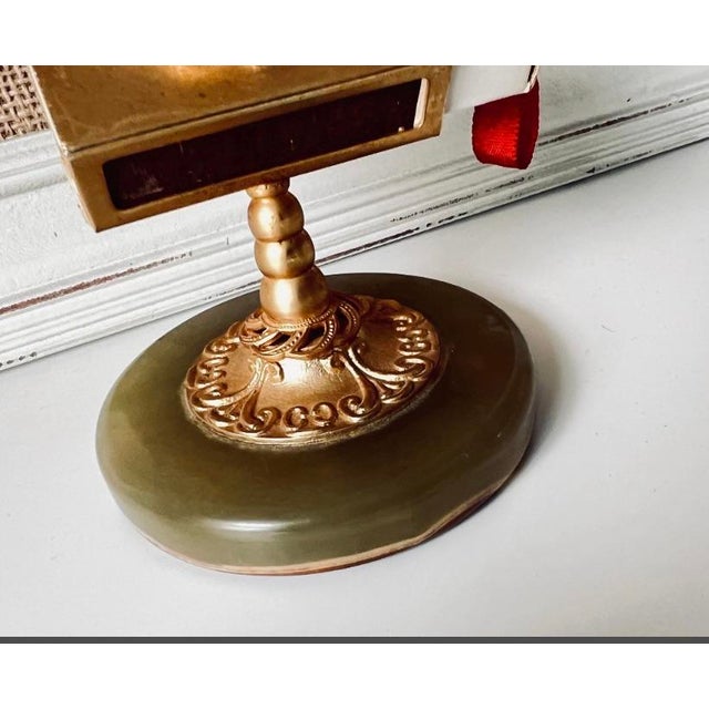 Art Deco Antique Brass and Onyx Match Striker For Sale - Image 3 of 8