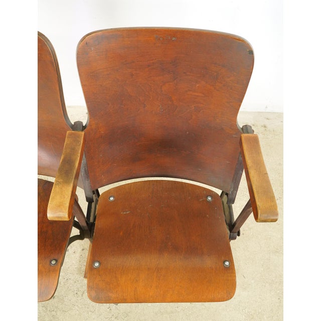 Vintage Folding Theater Seats Unit For Sale - Image 4 of 12