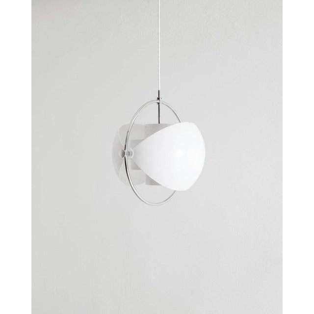 A rare, early and original danish mid century "multi lite" adjustable ceiling lamp pendant in white lacquered metal and...