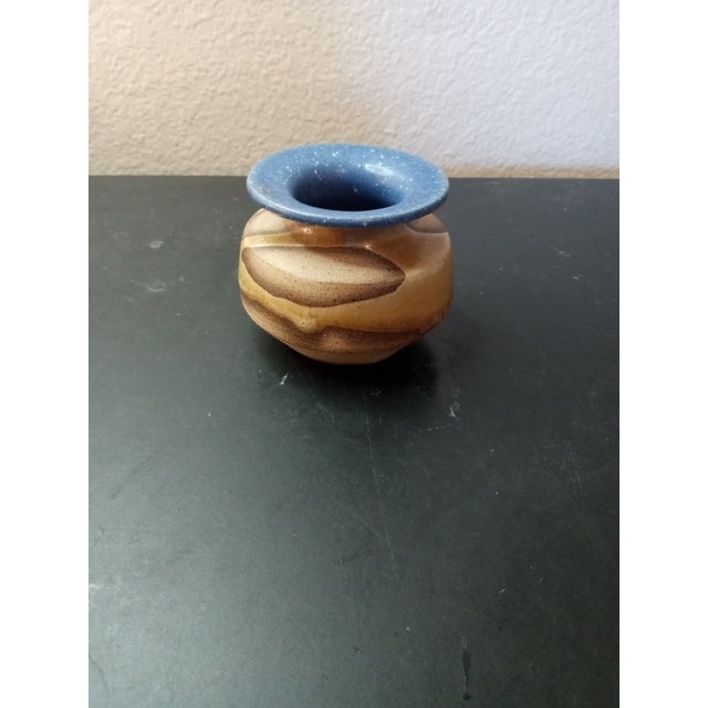 American 1980s Signed Art Studio Glazed Squat Vase For Sale - Image 3 of 6