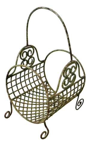 19th Century French Wirework Log Carrier Basket